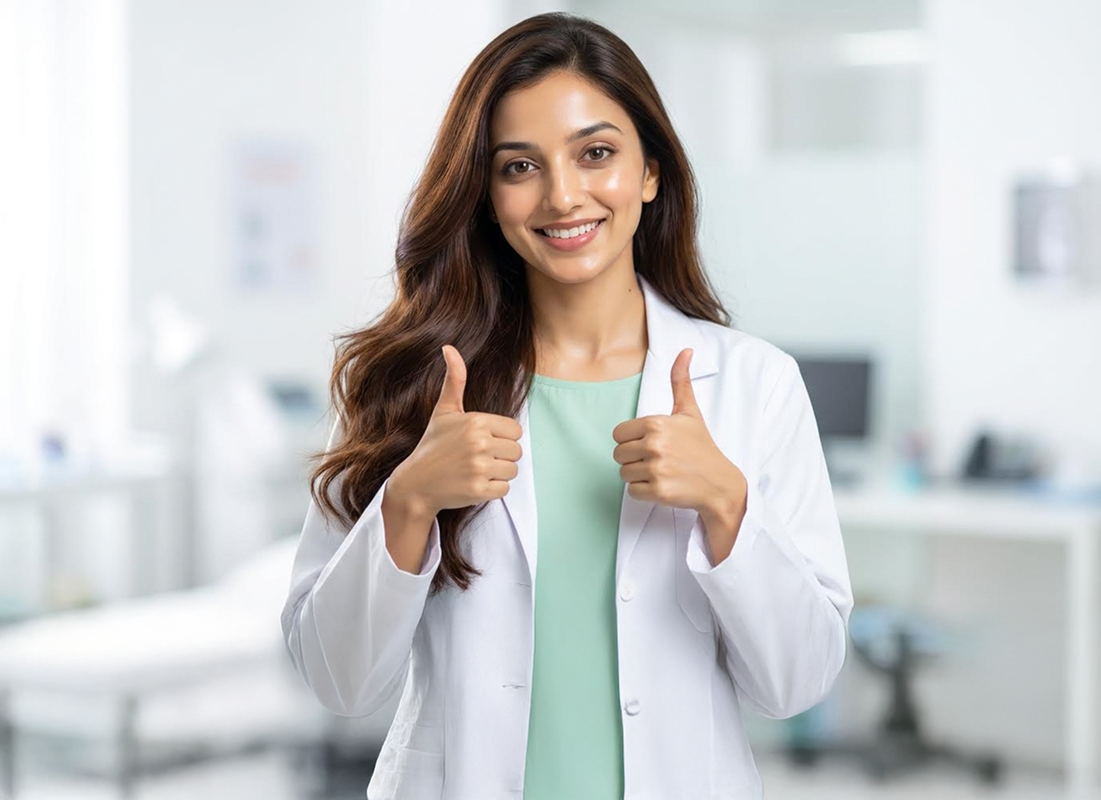 Disha giving thumbs up